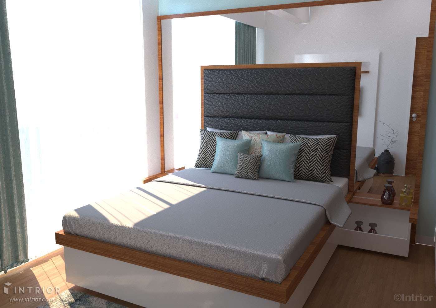 bed with paneling